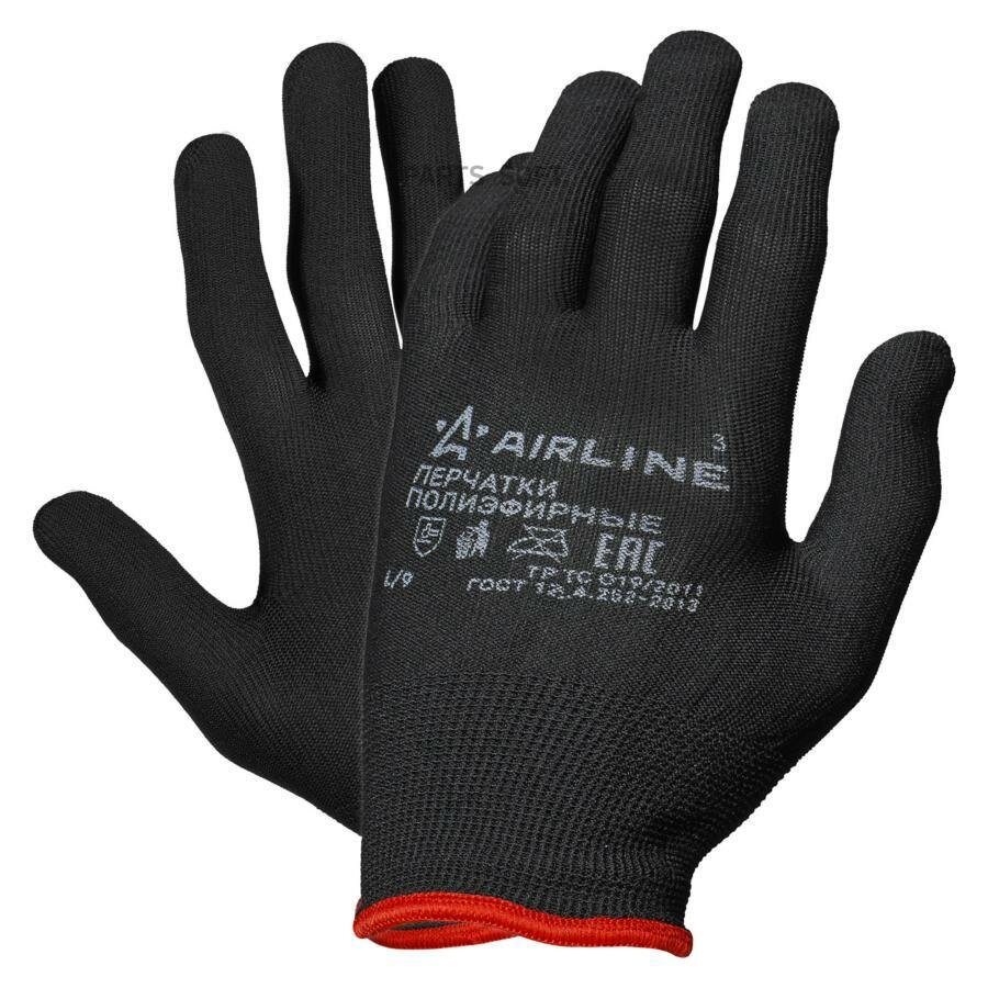 AIRLINE ADWG006 Перчатки полиэфирные с подвесом (L) черные (ADWG006) AIRLINE ADWG006