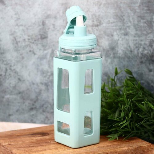 фото Бутылка для воды "яркий квадрат", зеленый (700 мл) нет бренда