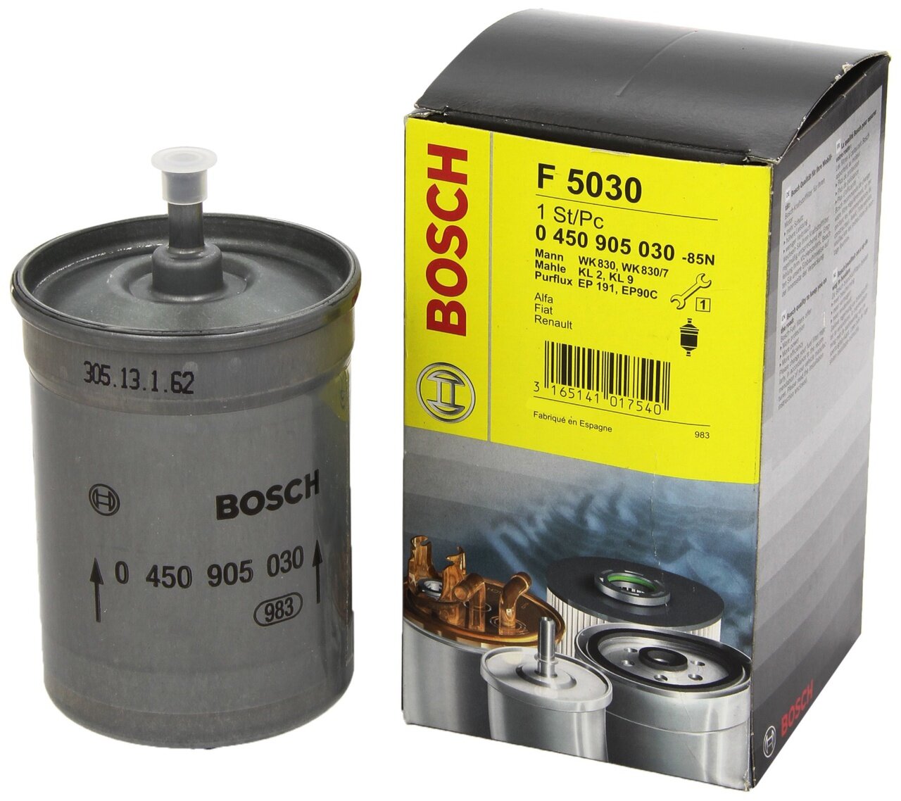 Фильтр топливный для Шкода Суперб 1 2001-2008 год выпуска (Skoda Superb 1) BOSCH 0 450 905 030