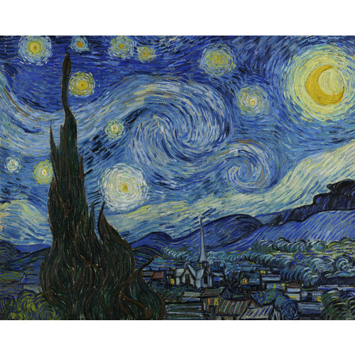 Плакат 40х30см. (принт на фотобумаге) Ван Гог. Звёздная ночь, 1889г.