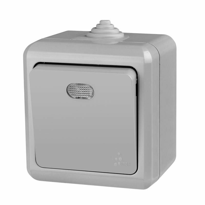 Выключатель TOKOV ELECTRIC 1-кл. ОП Dita IP54 10А 250В с индикацией сер - фото №2