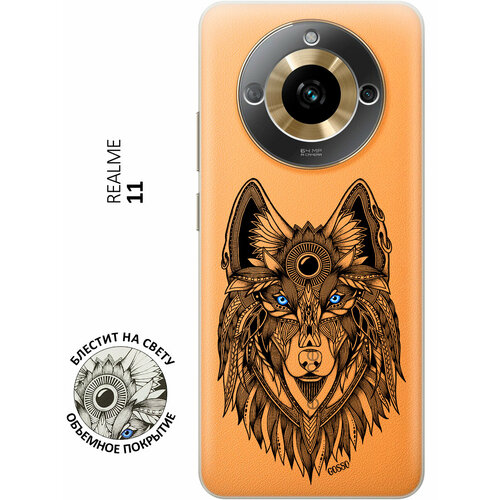 Силиконовый чехол на Realme 11, Рилми 11 с 3D принтом Grand Wolf прозрачный матовый soft touch силиконовый чехол на realme 11 рилми 11 с 3d принтом grand wolf черный