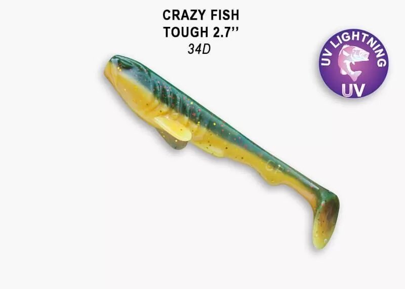 Силиконовая приманка мягкая съедобная Crazy Fish Tough 2.8" 70 мм 59-70-34d-6 5 шт.