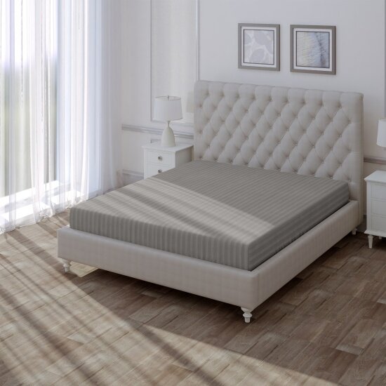 Простыня на резинке Verossa Gray, Stripe 140х200х20