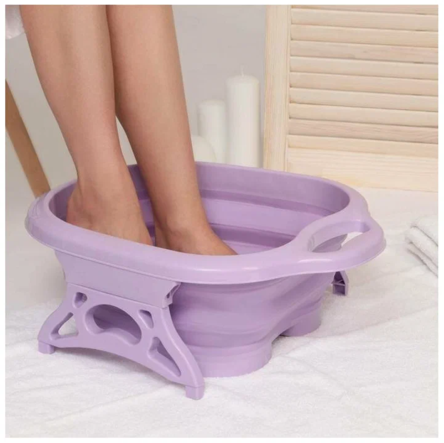 Ванночка для ног складная с массажными роликами, фиолетовая - фотография № 5