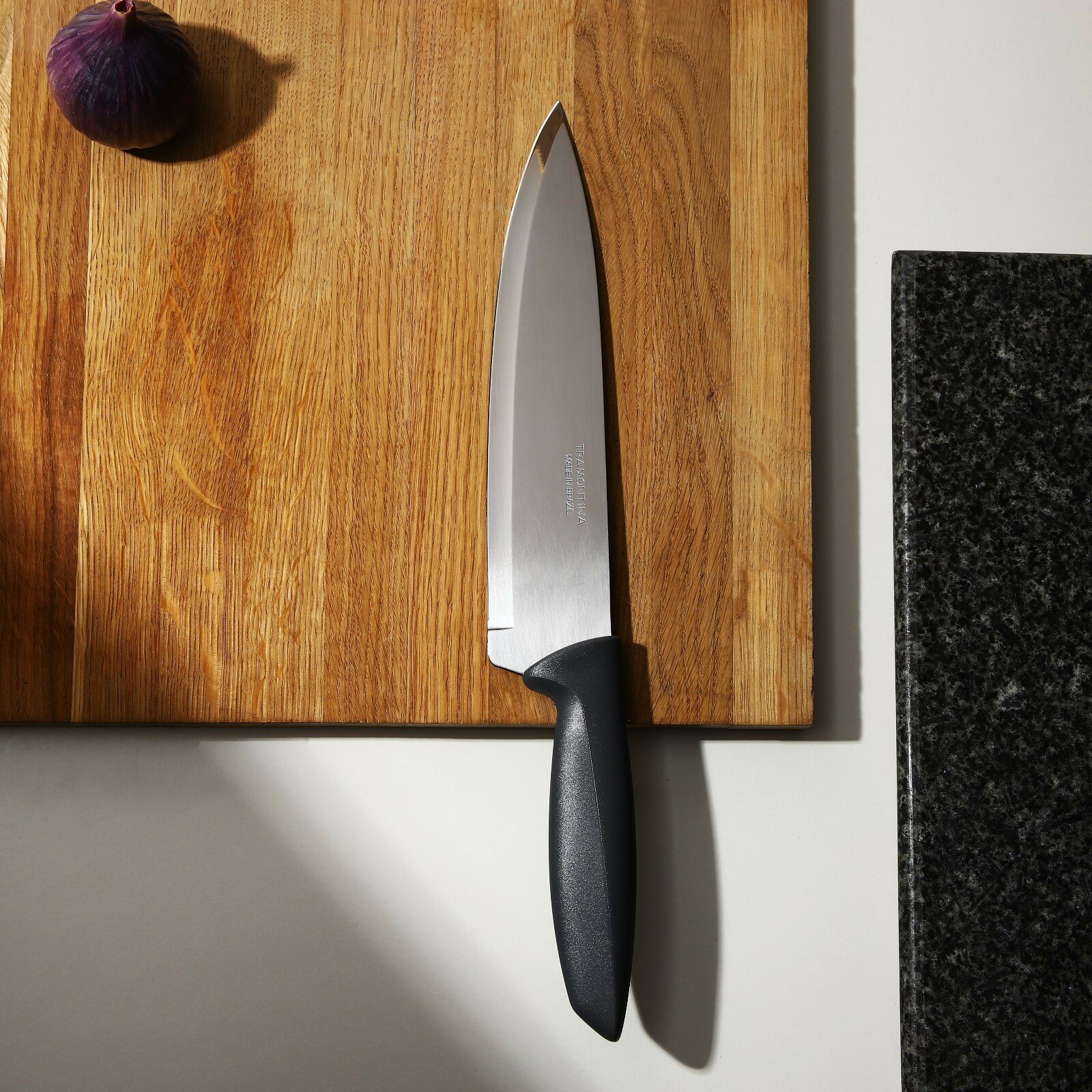 Tramontina Нож поварской Plenus, длина лезвия 20 см, цвет серый - фотография № 2