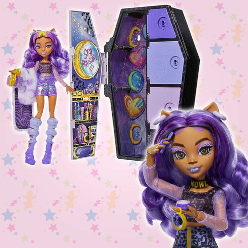 Игровой набор с куклой Клодин Вульф Monster High со шкафчиком для нарядов, 19 сюрпризов