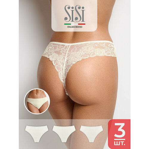 фото Трусы sisi, комплект из 3 шт., размер 52 (2xl), молочный