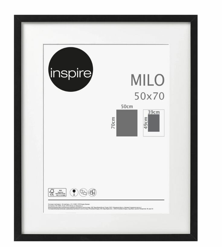 Рамка Inspire Milo, 50х70 см цвет чёрный