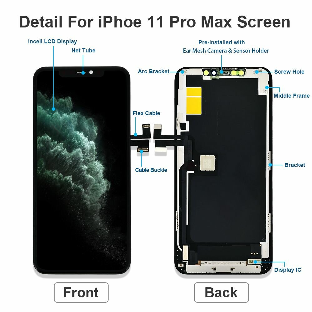 Дисплей JK Digital Display, для iPhone 11 Pro Max JK In-Cell, черный — фото 1