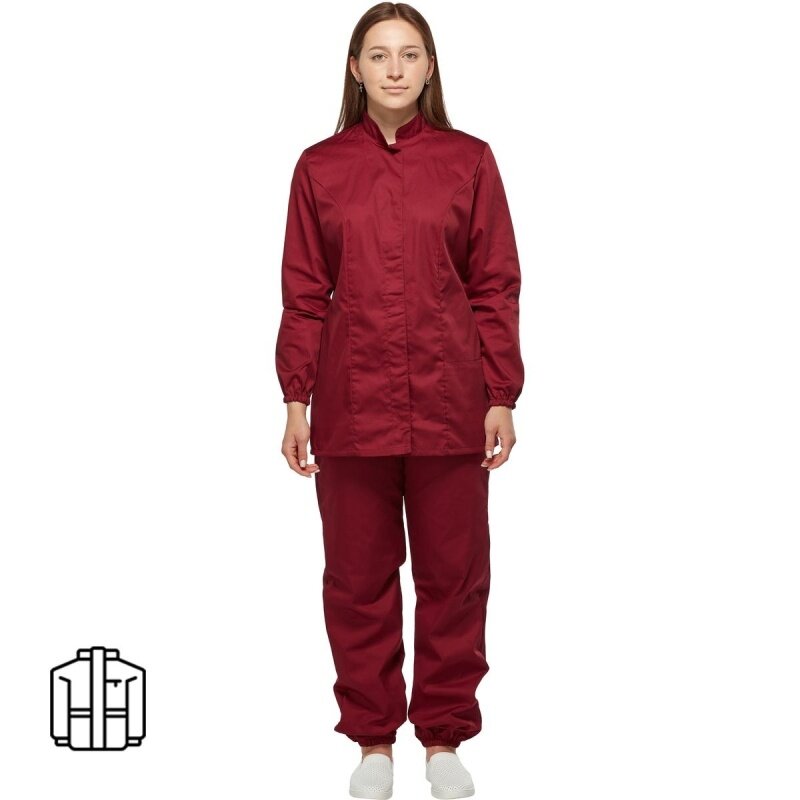 Куртка для пищевого производства КНР цвет бордо женская размер 52-54 на рост 158-164