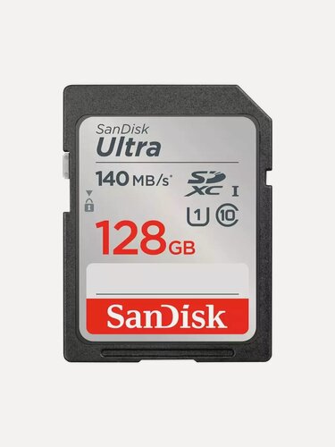 Изображение товара Карта памяти SanDisk Ultra UHS I 128GB SD Card 140MB/s. Цвет: черный