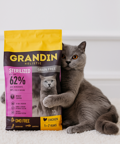 Изображение товара Сухой корм Grandin Sterilized Grain free, беззерновой стерилизованных кошек, с курицей, 10 кг