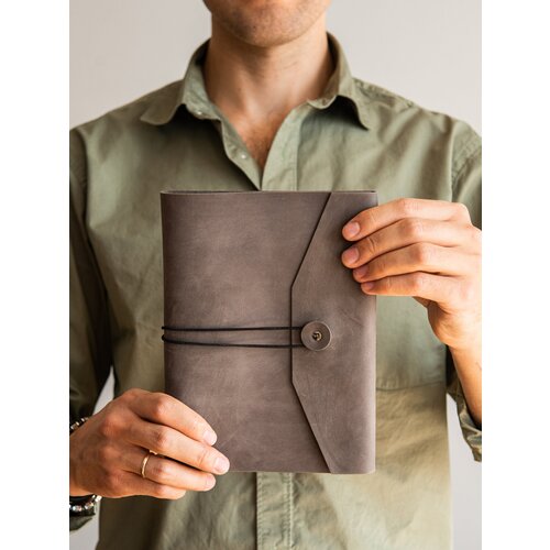 Ежедневник FILIN GOODS из натуральной кожи А5 на кольцах серый