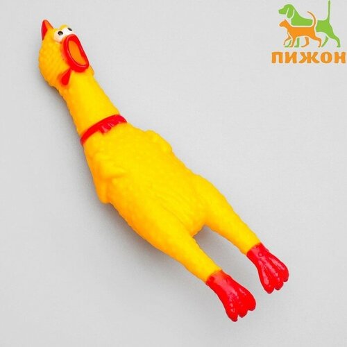 Игрушка пищащая Задумчивая курица малая, 16,5 см, жёлтая игрушка пищащая задумчивая курица малая 16 5 см жёлтая