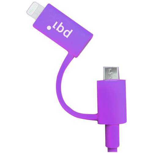 Кабель USB - microUSB/Lightning, 0.9м, PQI PQI-iCABLE-DuPlug90-PP (6PCG-008R0017A)