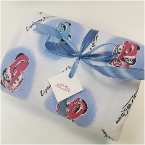 Простыня на резинке с рисунком Тачки 80х180х20 см, трикотаж 100% хлопок 145 г/м2, Купи в дом – онлайн