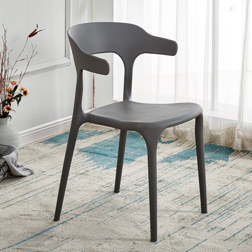 Новый дизайн Стулья пластиковые NORDIC-S штабелируемые для дома, кафе, ресторана (серый цвет)