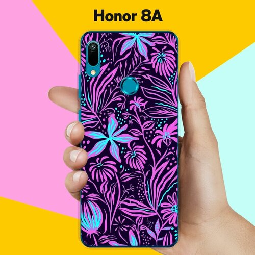 Силиконовый чехол на Honor 8A Фиолетовые цветы / для Хонор 8А силиконовый чехол фиолетовые цветы на honor 8a pro