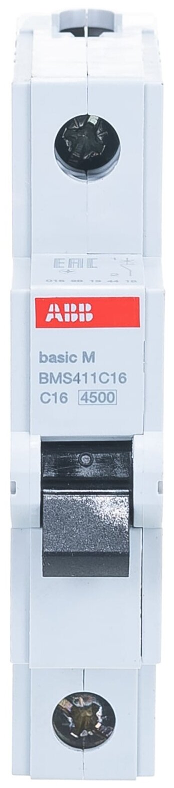 Автоматический выключатель ABB Basic M 1p C16A 6ka - фотография № 1