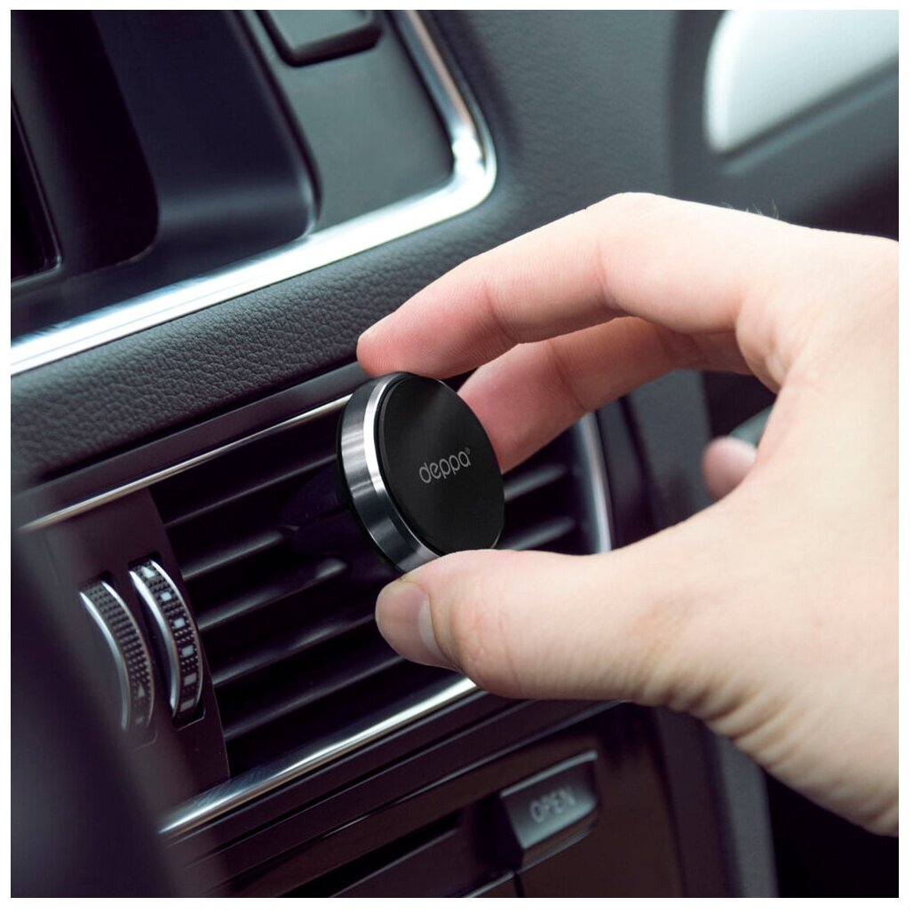 Автомобильный держатель Deppa Mage Mini для смартфонов магнитный серебристый - фото №2