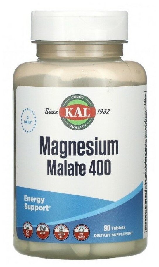 Таблетки KAL Magnesium Malate, 212 г, 400 мг, 90 шт.