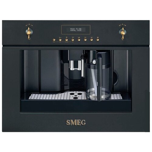 Встраиваемая кофемашина SMEG/ Coloniale, встраиваемая автоматическая кофемашина, цвет: антрацит, фурнитура позолоченная и латунная в комплекте