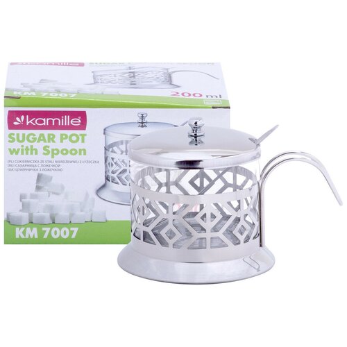 Сахарница 200 мл из стекла и нержавеющей стали Kamille KM-7007 57800₽