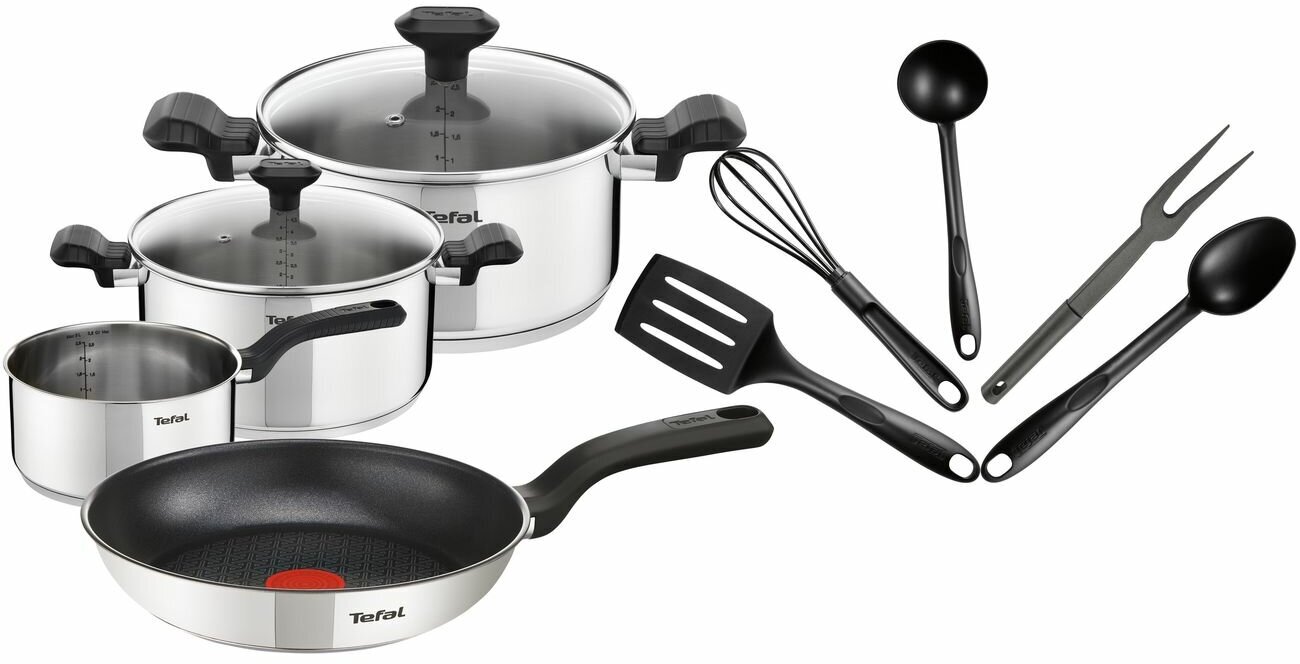 Набор посуды из нержавеющей стали Tefal Comfort Max Set 11шт. (C973SB34)