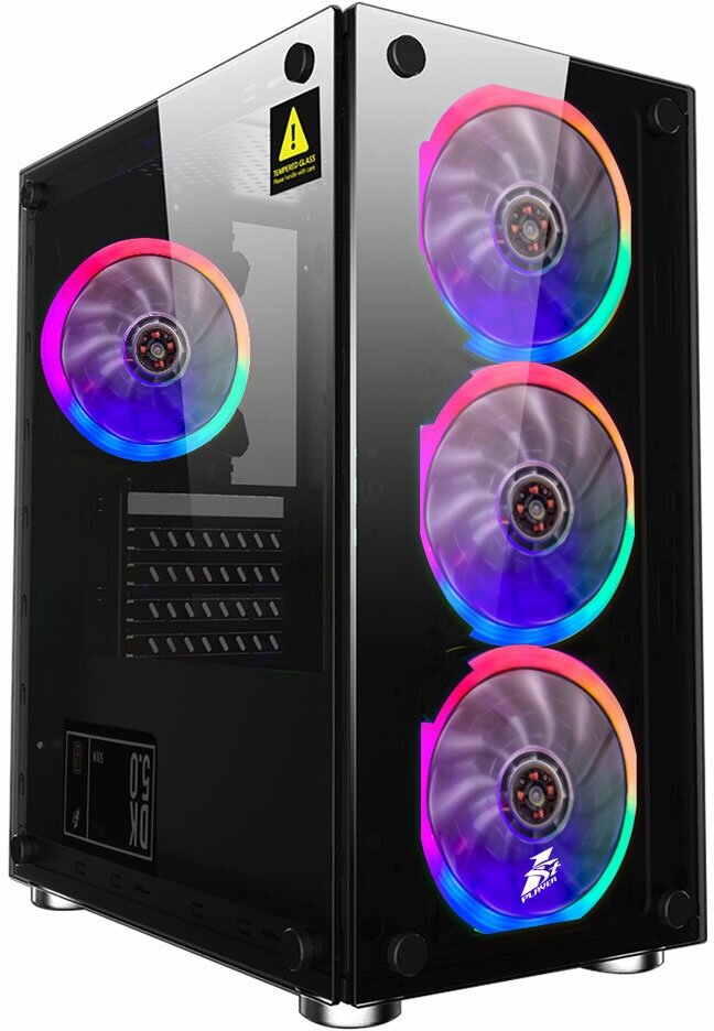 Корпус 1STPLAYER FIREBASE X2 / mATX, tempered glass side panels / 4x 120mm LED fans inc. / X2-4R1