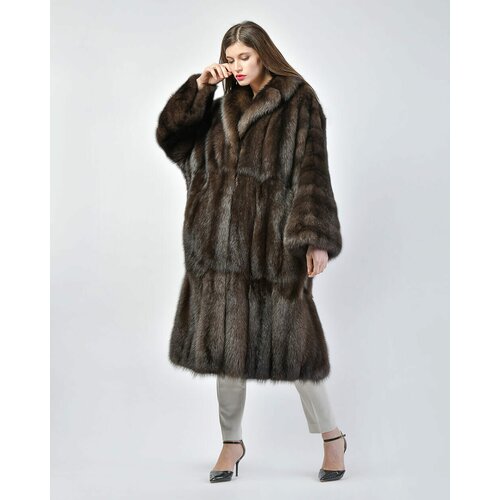 Пальто Rindi, соболь, силуэт свободный, карманы, размер 42, коричневый