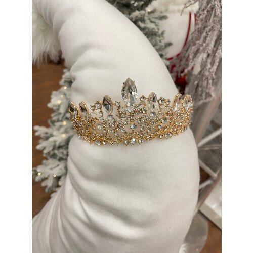 15408 Золотая диадема с прозрачными камнями Karlsbach