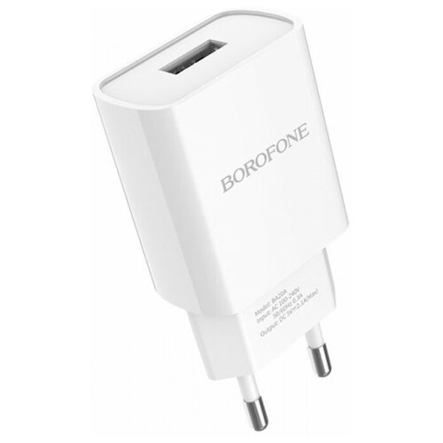 сетевое зарядное устройство borofone ba20a sharp 10 вт global белый Сетевое зарядное устройство Borofone BA20A Sharp single port charger (EU) White