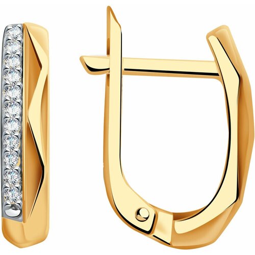 Серьги Diamant online, золото, 585 проба, фианит, длина 1.5 см