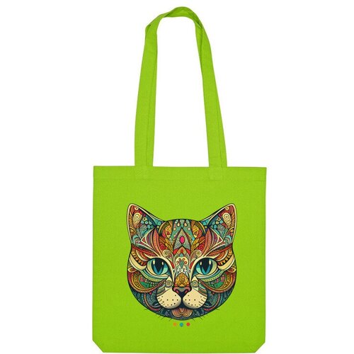 Сумка шоппер Us Basic, зеленый сумка цветная кошка с узорами мандала ярко синий