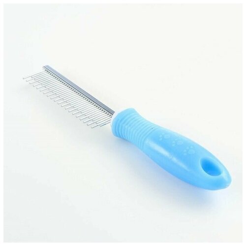 Расчёска Комфорт с зубьями разной длины, нескользящая ручка, 21,5 х 3 см, голубая, 1 шт.