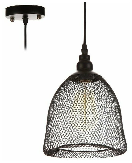 фото Светильник "Плетение" 1х40Вт E27 черный 19х19х120 см.