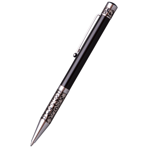 Ручка шариковая подарочная Manzoni Marinella, Венецианский, синий 1мм, металл, черный металл, кожзам (KR405B-01M)