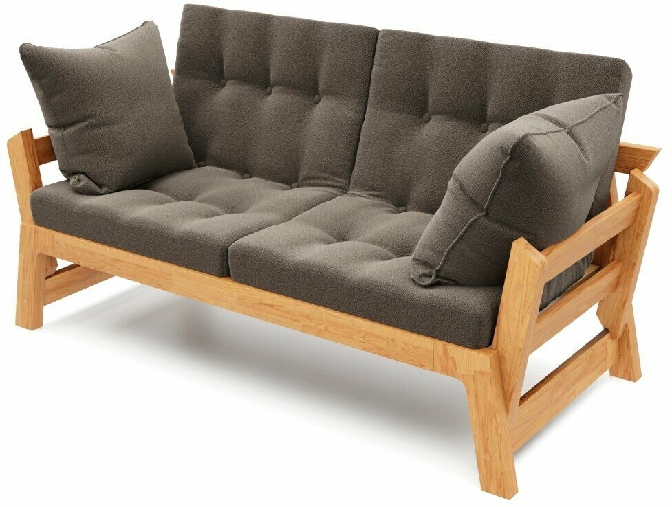 Садовый диван Soft Element Моди, beige grey натуральный, деревянный, раскладной, подушки, на террасу, на веранду, для дачи, для бани в комнату отдыха