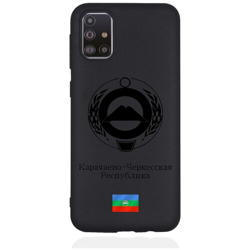 Черный силиконовый чехол для Samsung Galaxy M31s Черный лаковый Герб Карачаево-Черкесской Республики