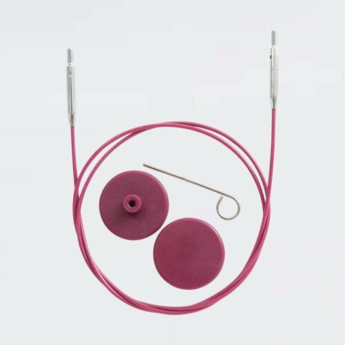 тросик для спиц knit pro 10501 длина 60 см общая длина 35 см фиолетовый 10643 Knit Pro Тросик поворотный для спиц (заглушки 2 шт, кабельный ключик) длина 35 см (длина со спицами 60 см)