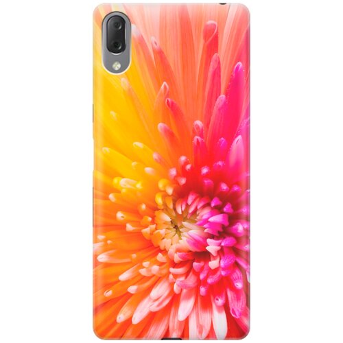 фото Ультратонкий силиконовый чехол-накладка для sony xperia l3 с принтом "розовая хризантема" gosso