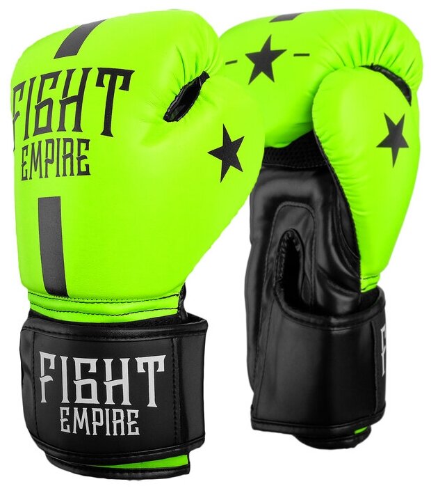 FIGHT EMPIRE Перчатки боксёрские FIGHT EMPIRE, 12 унций, цвет салатовый