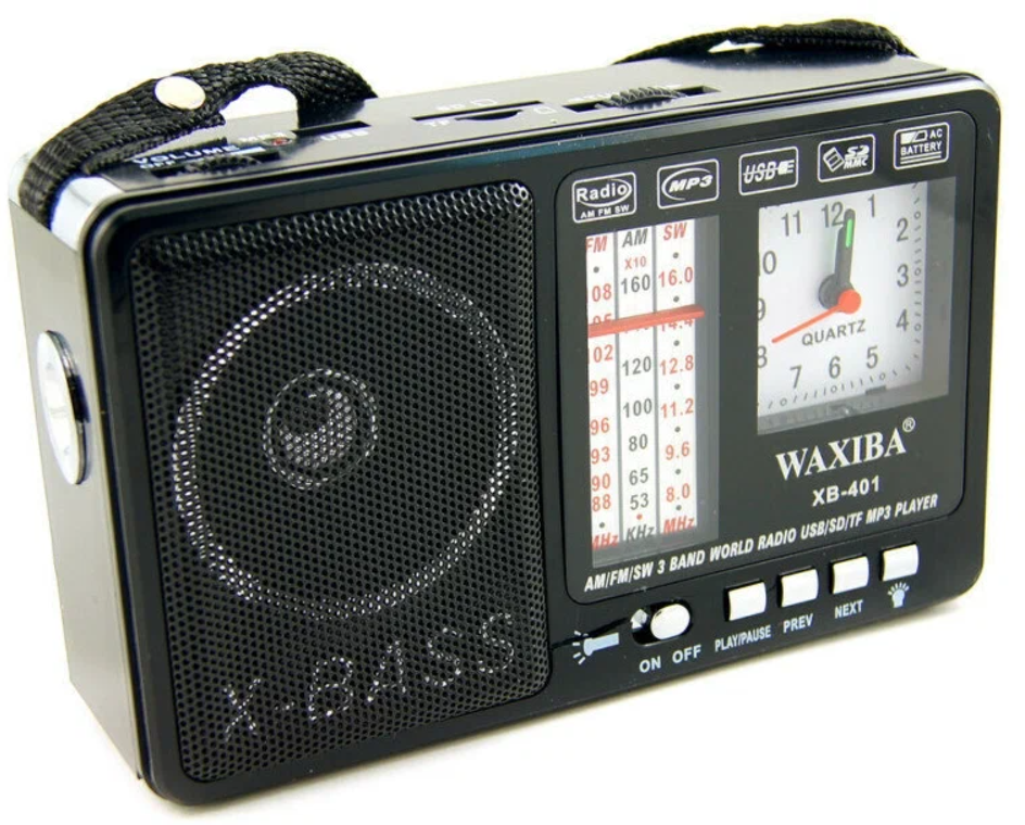 Радиоприемник Waxiba XB-401C фонарик часы