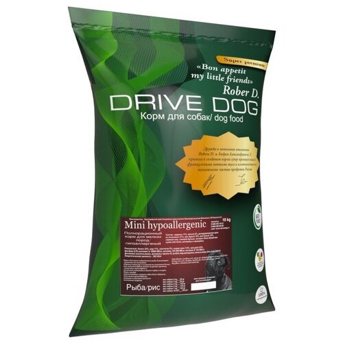 DRIVE DOG Mini hypoallergenic полнорационный сухой корм для собак мелких пород гипоаллергенный рыба/рис 10 кг