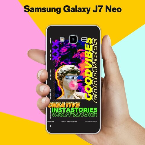силиконовый чехол на samsung galaxy j7 neo самсунг джей 7 нео с эффектом блеска золотые фигуры Силиконовый чехол на Samsung Galaxy J7 Neo Набор 10 / для Самсунг Галакси Джей 7 Нео