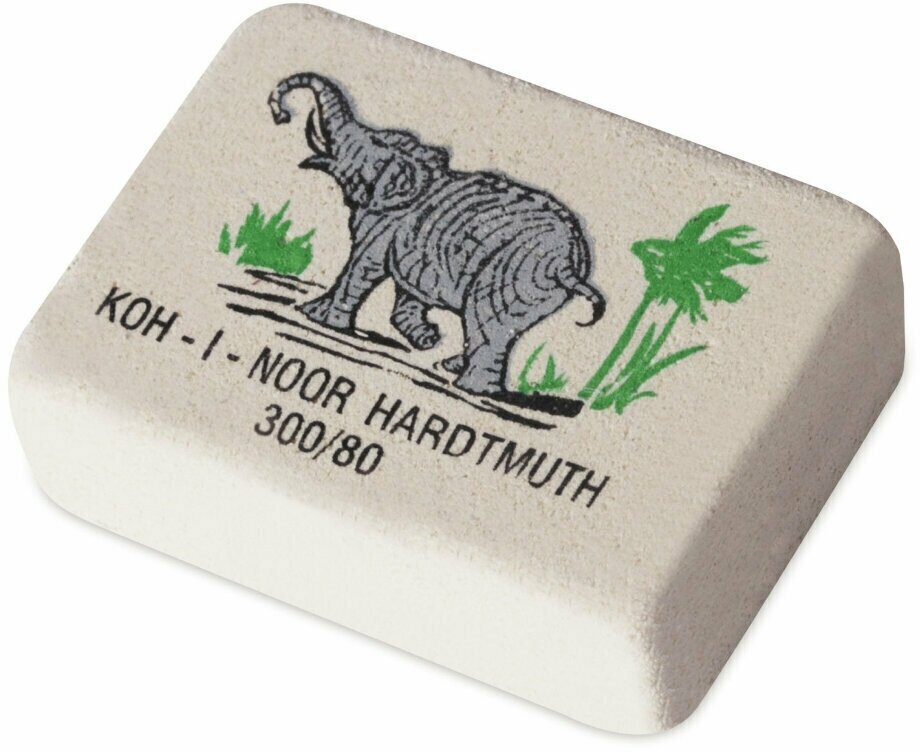 Ластик KOH-I-NOOR "Слон" 300/80, 26х18,5х8 мм, белый/цветной, прямоугольный, натуральный каучук, 0300080018KDRU, 220400