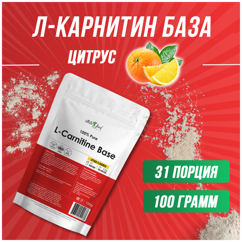 Л-Карнитин База для похудения Atletic Food 100% Pure L-Carnitine Powder - 100 грамм, цитрус (31 порция)