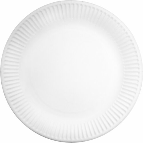 Тарелки одноразовые 23см бумажные, рифленые, мелованные, белые, 500 штук