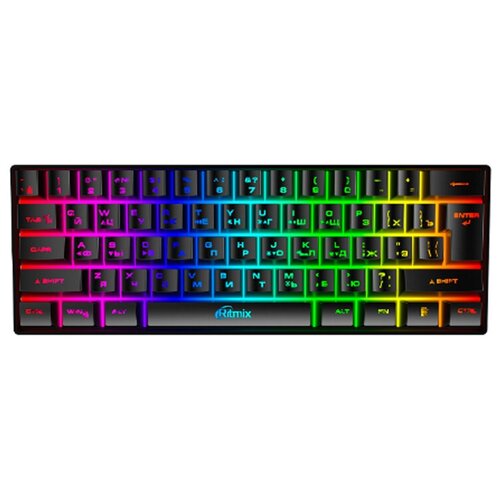 Клавиатура проводная Ritmix, RKB-561BL, подсветка RGB, USB, цвет: чёрный